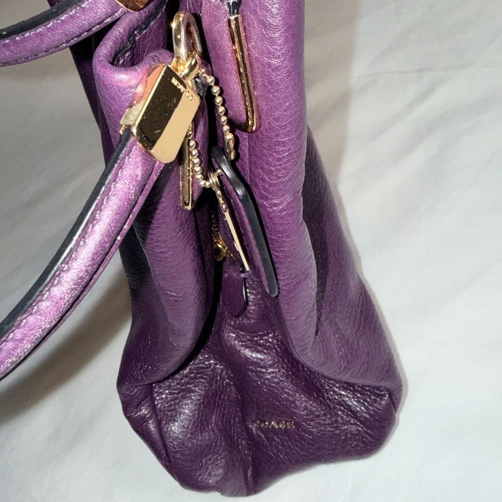 Coach Madison-Phoebe Pebbled Leather Shoulder Bag – Eggplant Purple